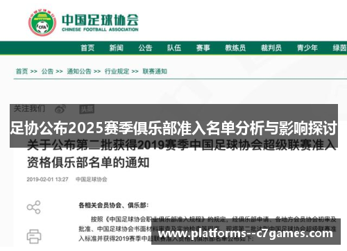 足协公布2025赛季俱乐部准入名单分析与影响探讨 足协公布2025赛季俱乐部准入名单分析与影响探讨